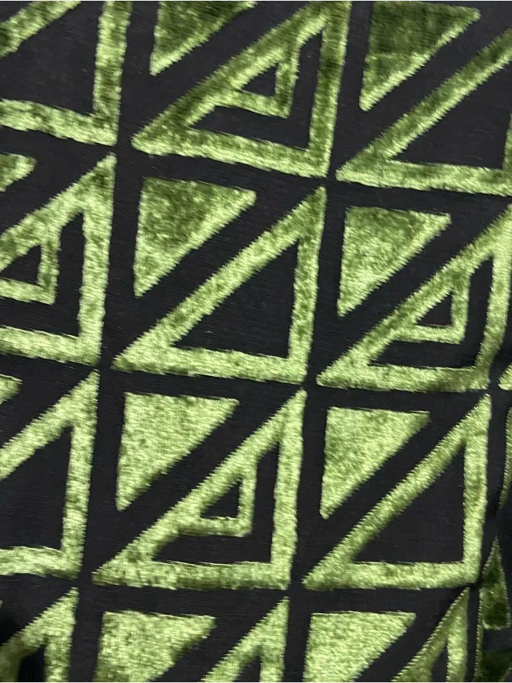 Dupatta Scarf Green Black Silk Velvet Burnout Geometric Boho Artsy